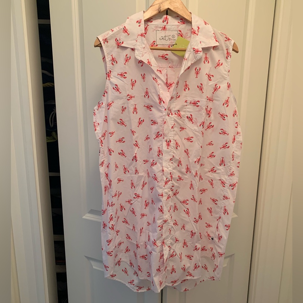 The Cat’s Pajamas Mister Lobster Luxe Pima Sleeveless Nightshirt Size L NEW - Picture 4 of 16